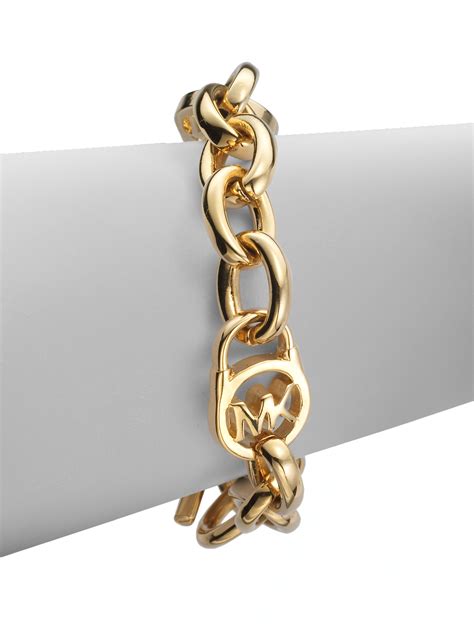 michael kors silver and gold link bracelet|Michael Kors bracelet with lock.